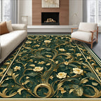 Ornate Floral Gold Vine Pattern Rug