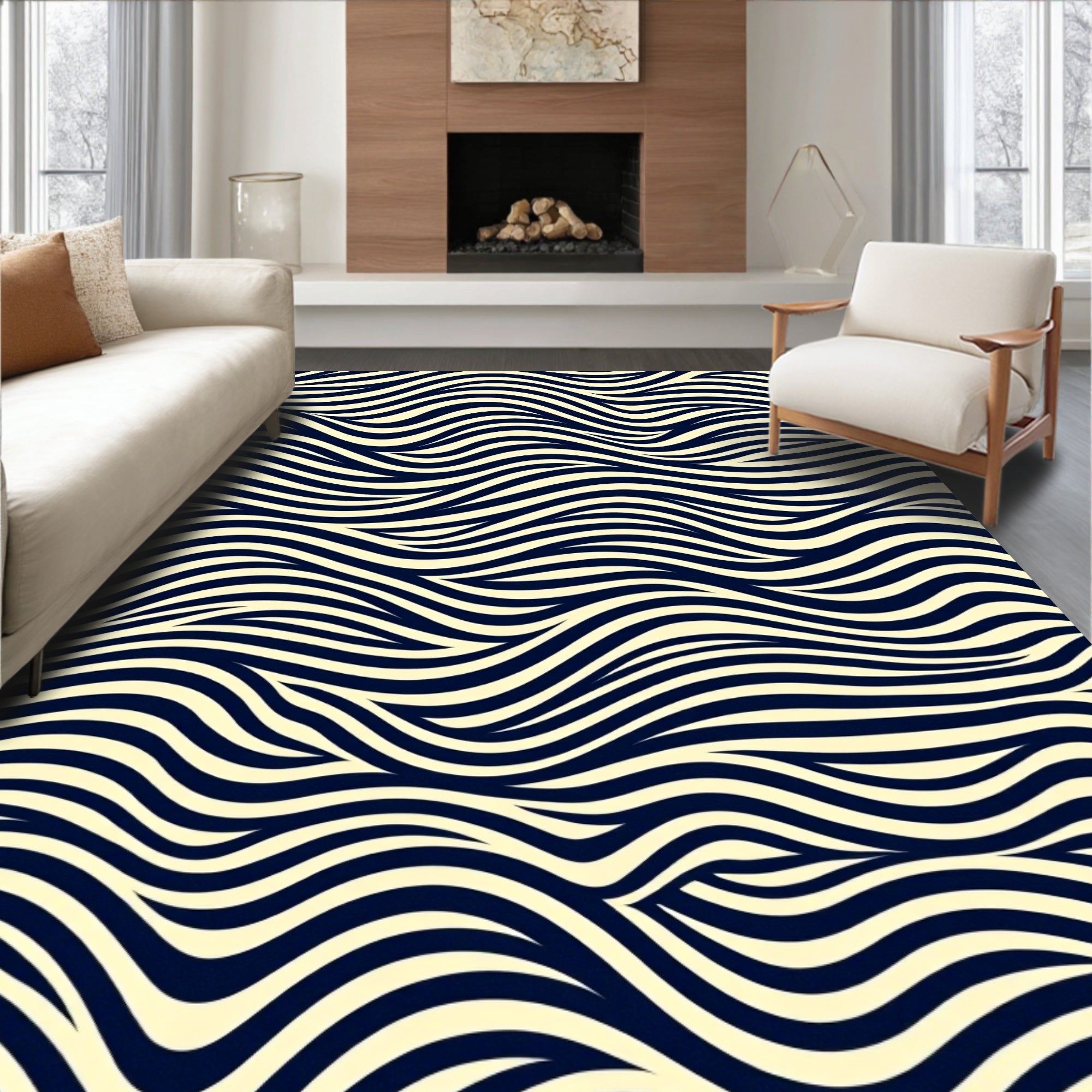 Striped Wave Pattern Design Rug