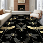 Elegant Gold Insect Pattern Design Rug