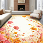 Whimsical Floral Swirls Botanical Pattern Rug