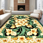 Radiant Yellow Floral Art Nouveau Rug