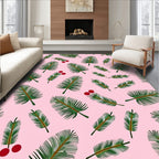 Pink Palm Leaf Berry Branch Rug
