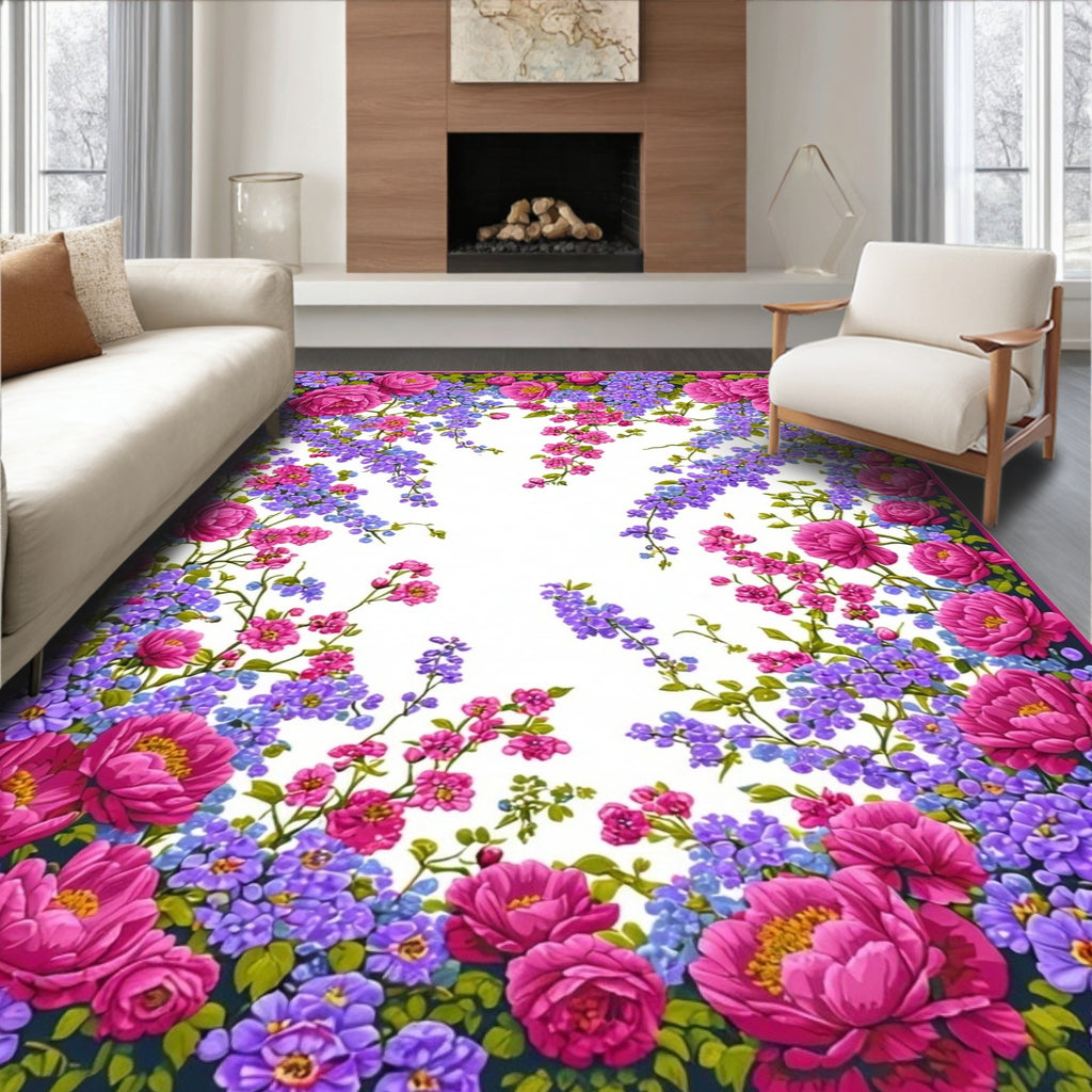 Vibrant Floral Embrace Botanical Design Rug