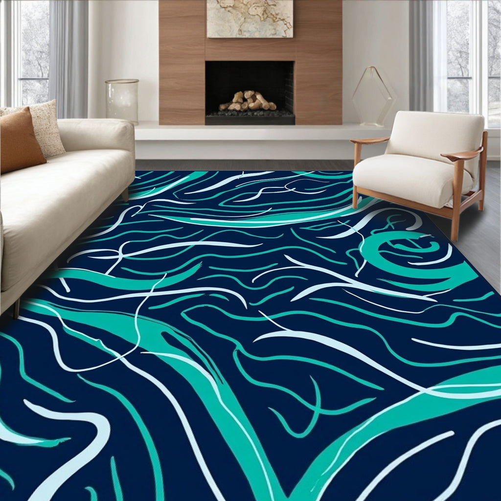 Dynamic Wavy Pattern Rug