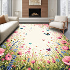 Whimsical Butterfly Floral Meadow Rug