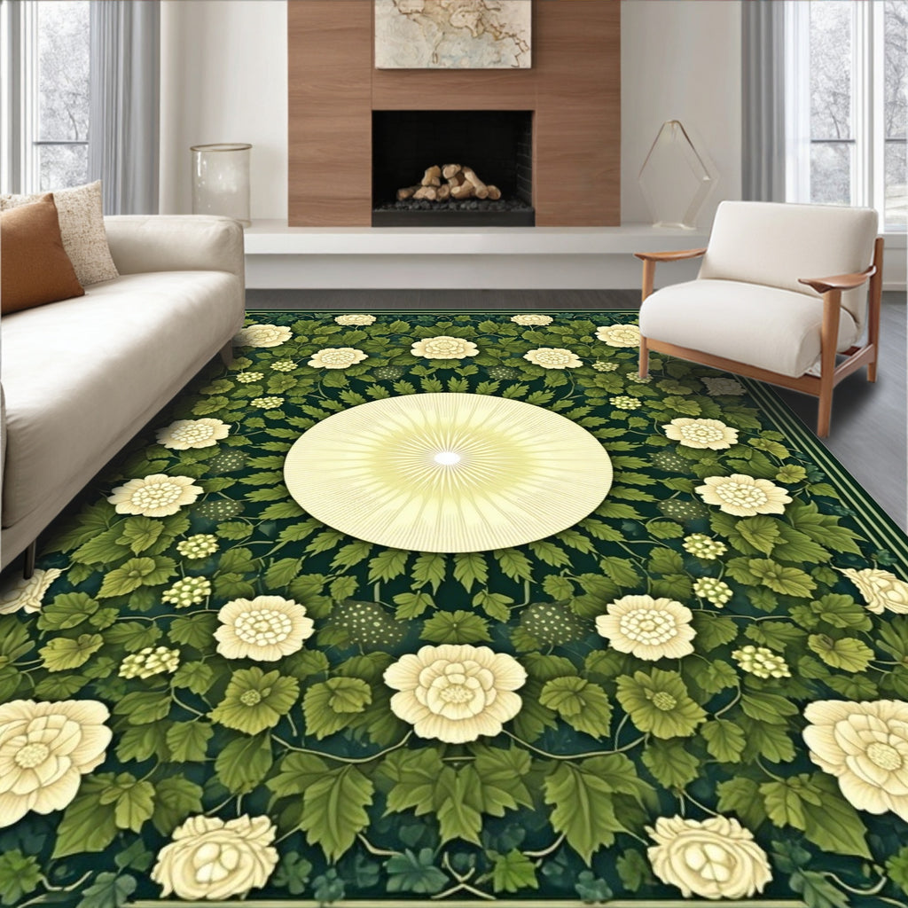 Cream Floral Garden Vines Rug