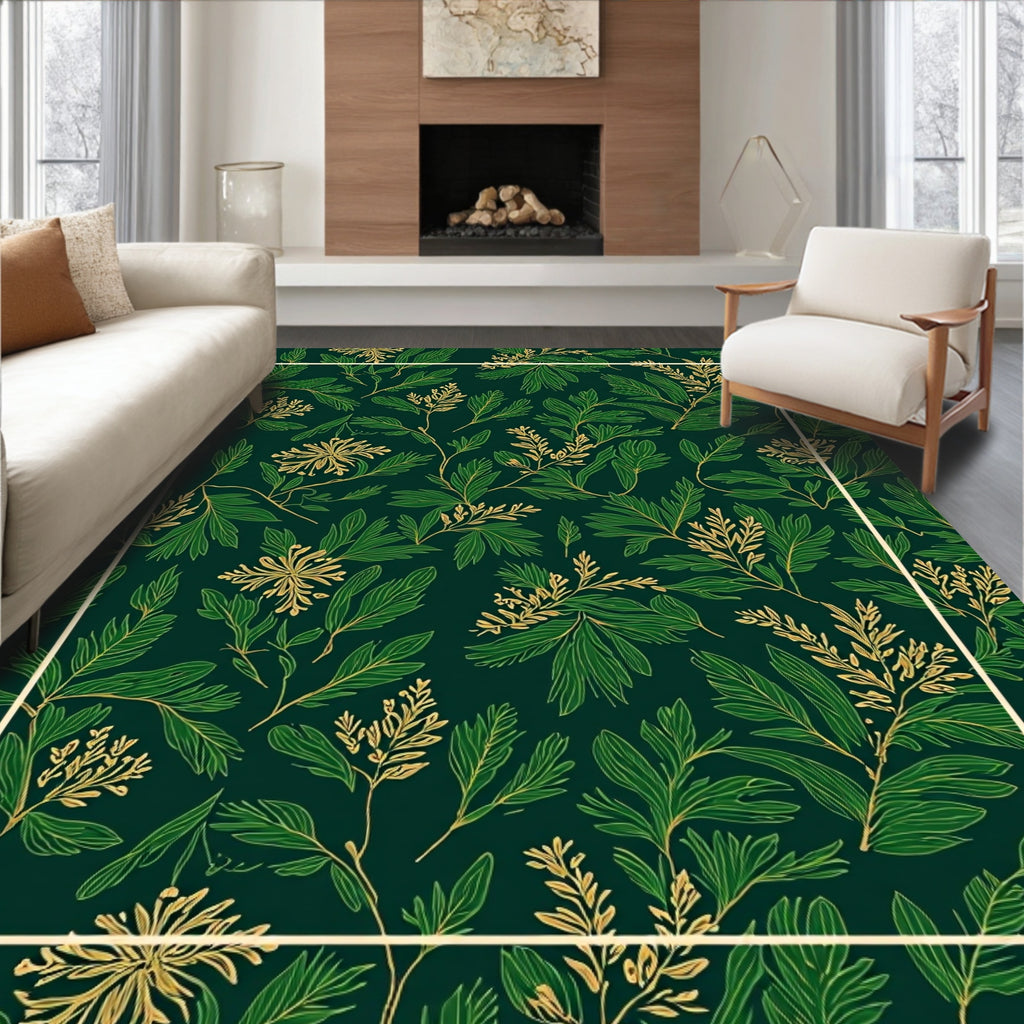 Emerald Green Botanical Vine Garland Rug