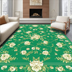 Green Floral Vines Pattern Rug