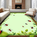 Enchanted Forest Bugs Leaves Design Rug