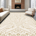 Abstract Golden Floral Geometric Design Rug
