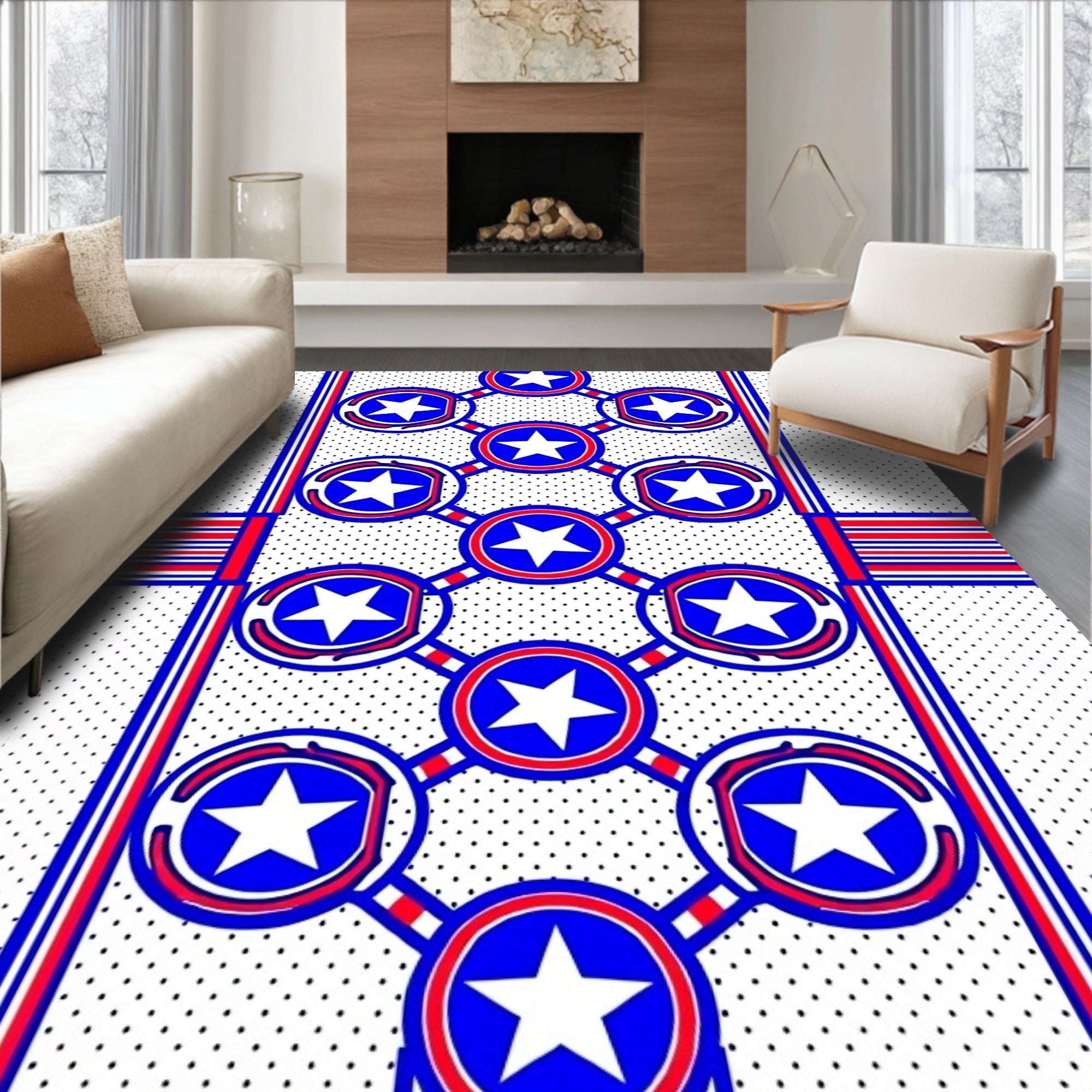 Red White Blue Star Chain Rug