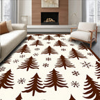 Brown Christmas Tree Snowflake Field Rug