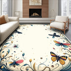 Whimsical Nature Floral Butterfly Design Rug