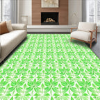 Verdant Leaf Patterned Geometric Rug