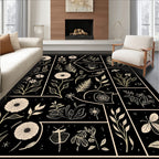 Botanical Line Art Nature Inspired Design Rug
