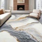 Ethereal White Gold Stone Pattern Rug