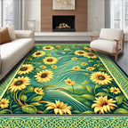 Sunflowers In Lush Green Waterscape Rug
