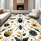Vintage Insect Floral Art Rug