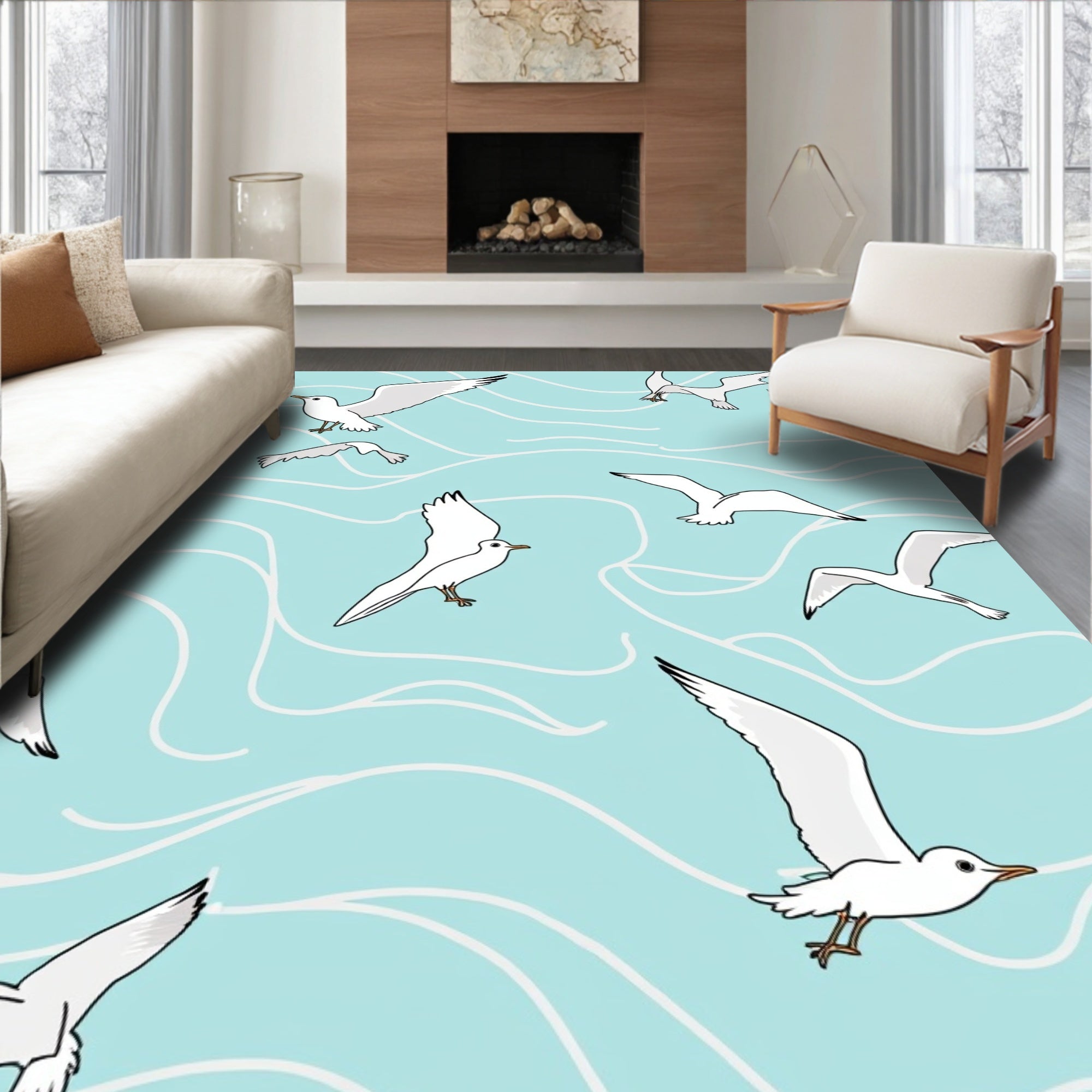 Seagull Swirl Pattern Rug