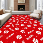 Red White Candy Cane Flower Medley Rug