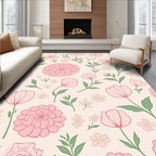 Pink Floral Garden Pattern Rug