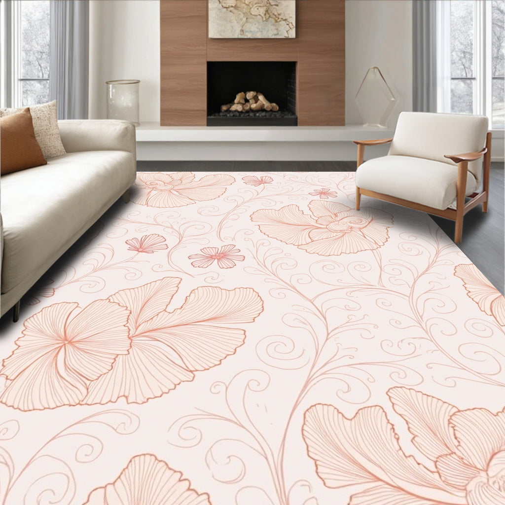 Delicate Flower Vine Pattern Rug