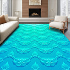 Aquatic Floral Embossed Pattern Rug