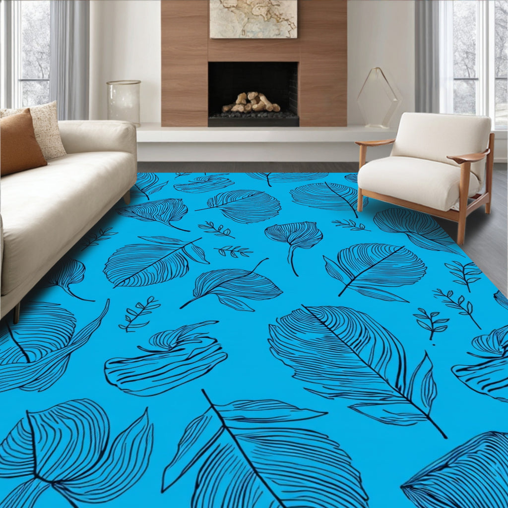 Feather Pattern Line Art Rug