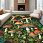 Enchanting Forest Mushroom Pattern Rug