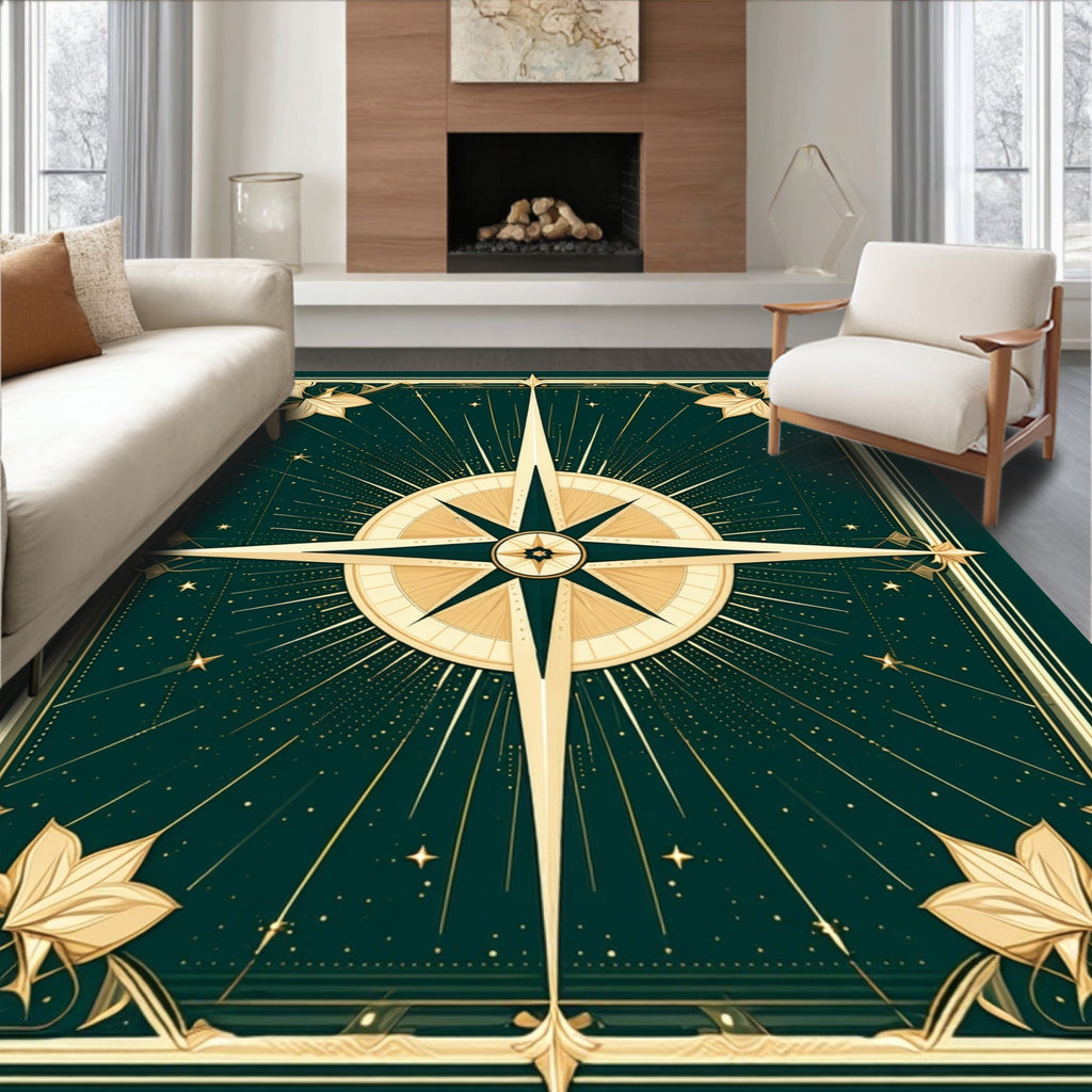 Golden Starburst Galactic Night Rug