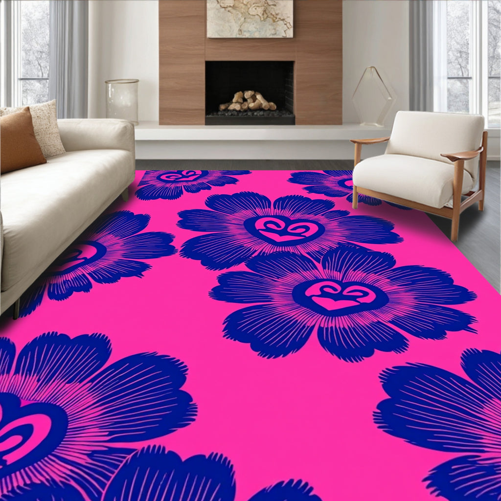 Bold Flower hearts Pattern Rug