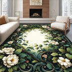 Floral Vine With White Peony Pattern Rug