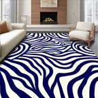 Bold Navy Zebra Print Design Rug