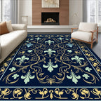 Elegant Floral Swirls With Fleur De Lis Rug