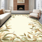 Aesthetic Neutral Floral Border Design Rug