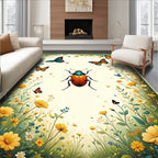 Whimsical Garden Bug Butterfly Pattern Rug