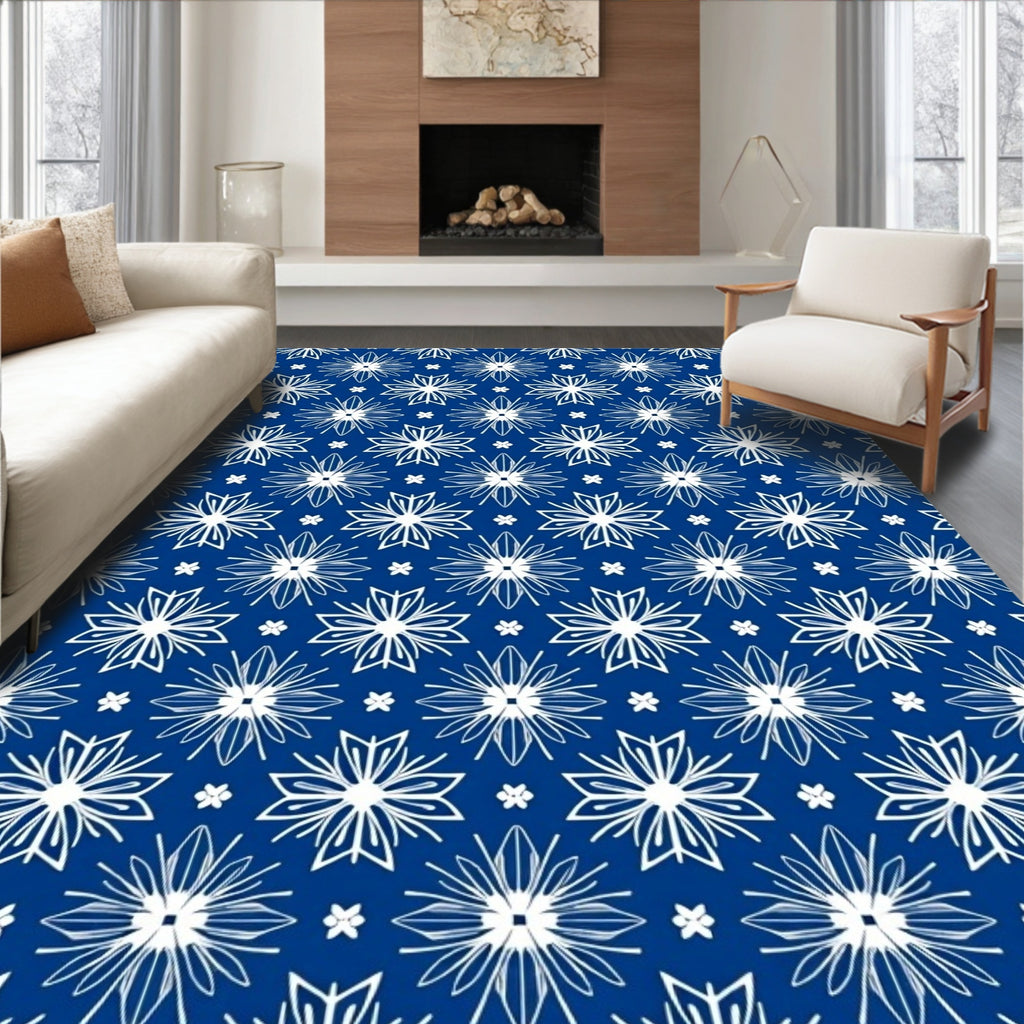 White Starburst Geometric Repeating Medallion Rug