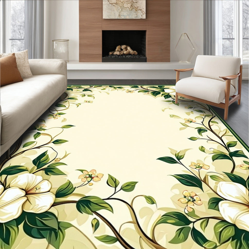 Vining Ivory Floral Garden Design Rug