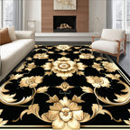 Golden Floral Scrollwork Pattern Rug