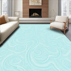 Aqua Swirl Patterned Abstract Rug