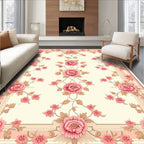 Elegant Pink Floral Botanical Design Rug