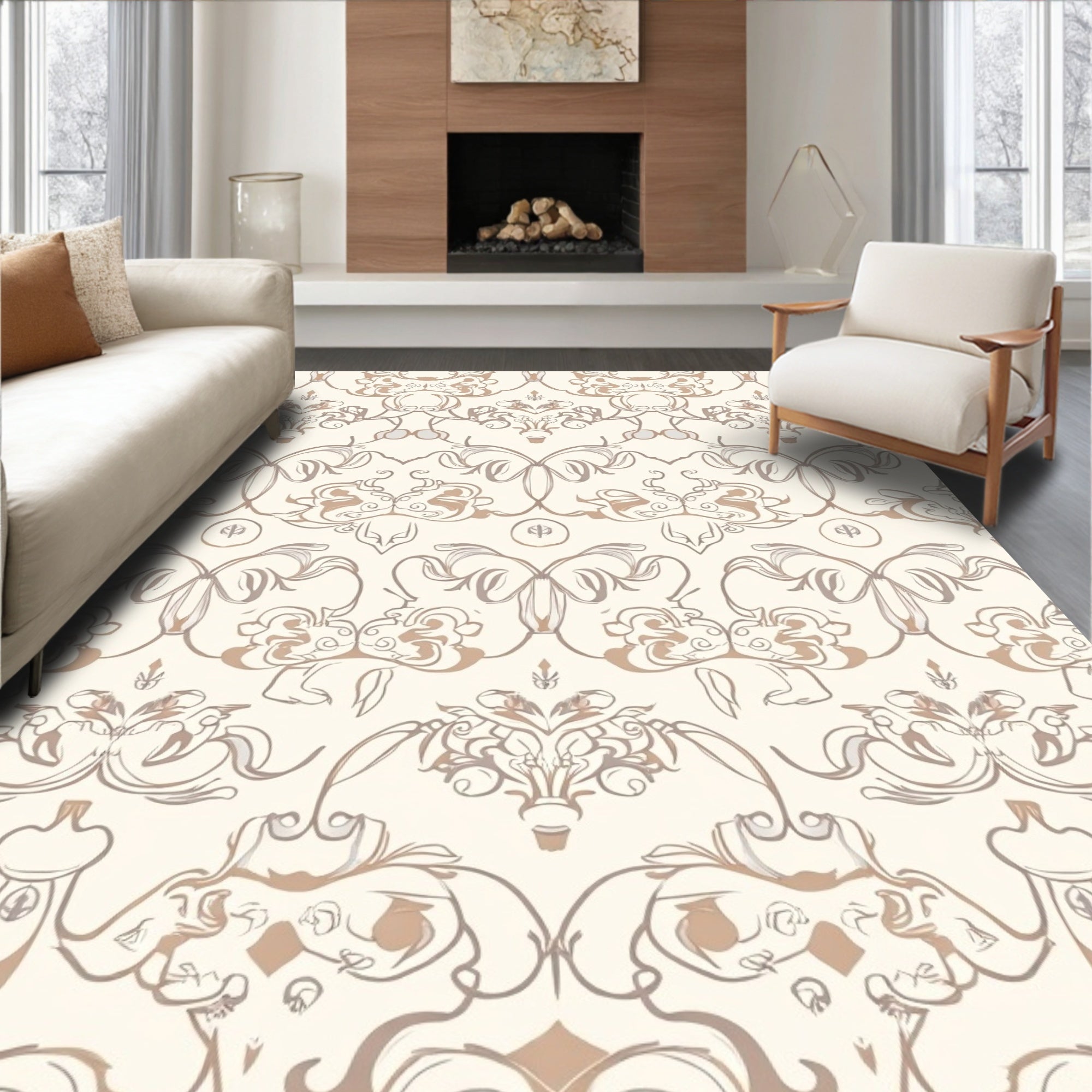 Vintage Floral Scrollwork Pattern Rug