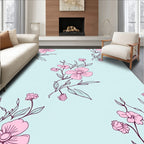 Pastel Pink Floral Outline Design Rug