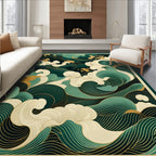 Emerald Waves with Gold Accents Rug