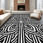 Bold Black White Abstract Zebra Rug