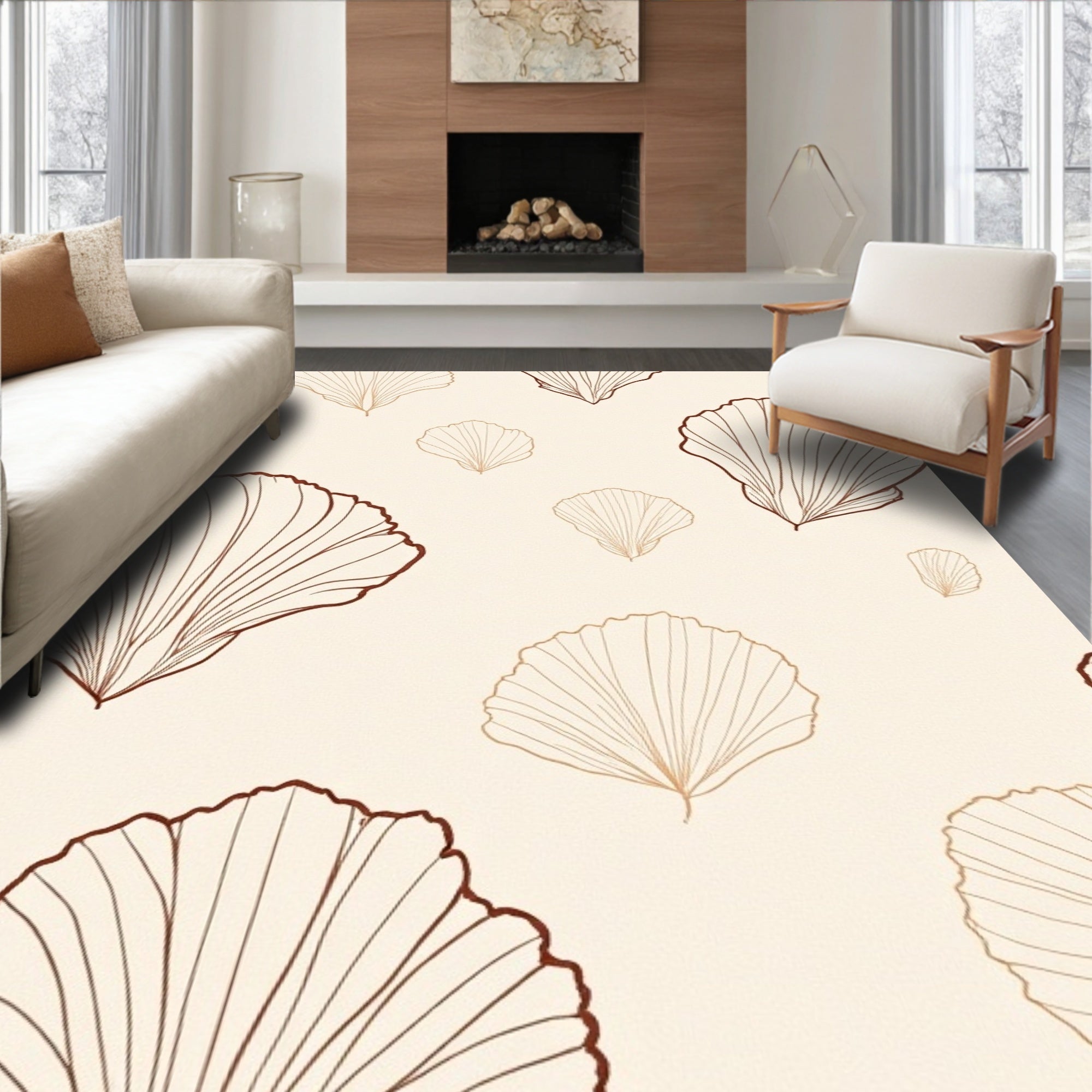 Organic Shell Lineart Pattern Rug