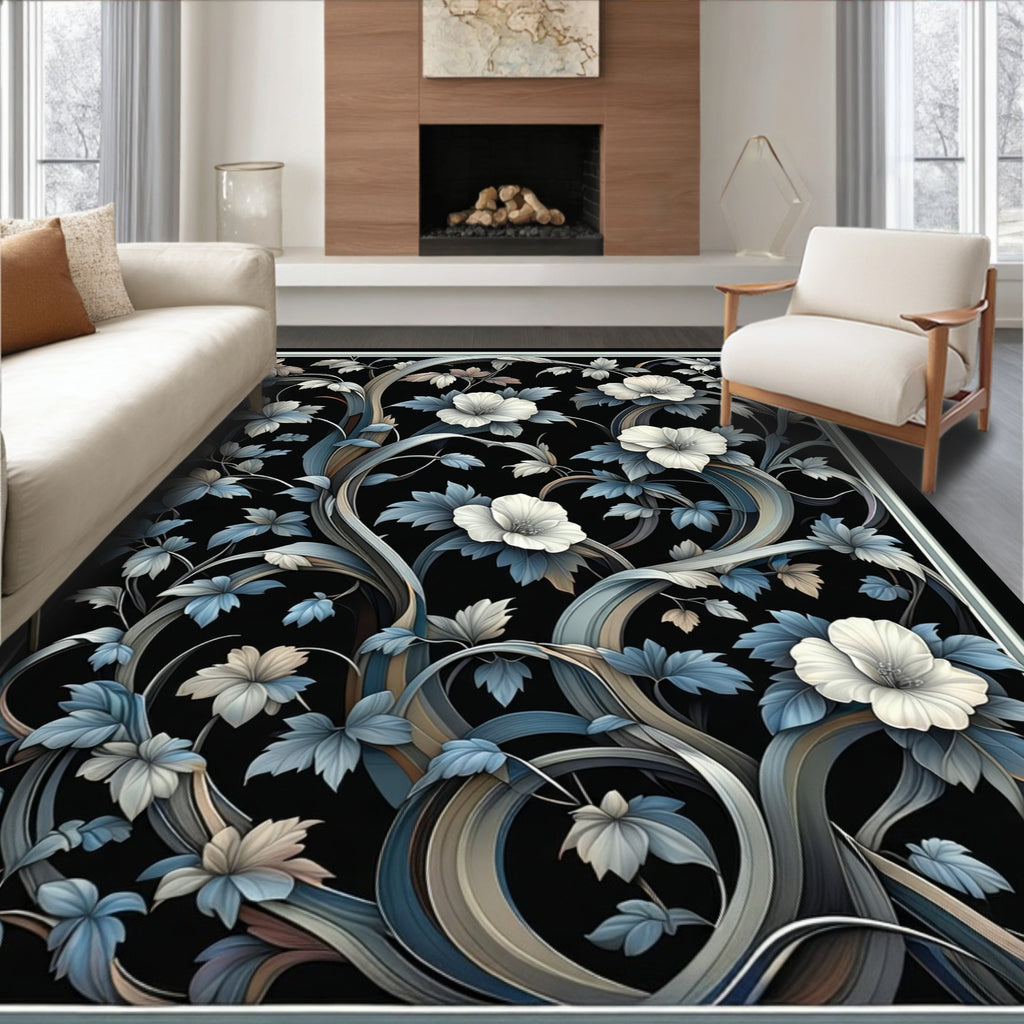 Art Nouveau Floral Swirls Design Rug
