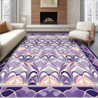 Art Deco Inspired Purple Feather Pattern Rug