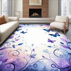 Whimsical Butterfly Floral Vine Design Rug