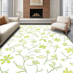 Delicate Green Floral Vine Pattern Rug